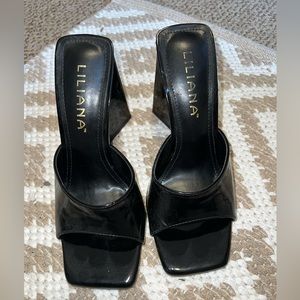 Black Square Toe Sandals